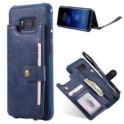 Retro Aristocratic Demeanor Anti-fall Leather Phone Back Cover for Samsung Galaxy S8 Plus S8+ - Blue