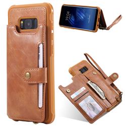 Retro Aristocratic Demeanor Anti-fall Leather Phone Back Cover for Samsung Galaxy S8 Plus S8+ - Brown