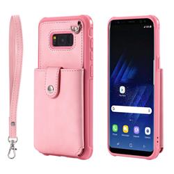 Retro Luxury Anti-fall Mirror Leather Phone Back Cover for Samsung Galaxy S8 Plus S8+ - Pink