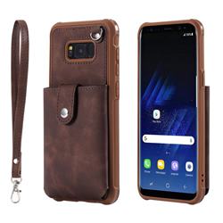 Retro Luxury Anti-fall Mirror Leather Phone Back Cover for Samsung Galaxy S8 Plus S8+ - Coffee