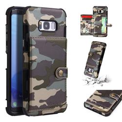 Camouflage Multi-function Leather Phone Case for Samsung Galaxy S8 Plus S8+ - Gray