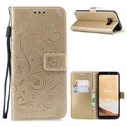 Intricate Embossing Butterfly Circle Leather Wallet Case for Samsung Galaxy S8 Plus S8+ - Champagne