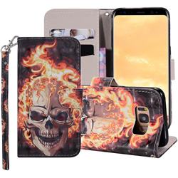 Flame Skull 3D Painted Leather Phone Wallet Case Cover for Samsung Galaxy S8 Plus S8+