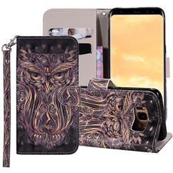 Tribal Owl 3D Painted Leather Phone Wallet Case Cover for Samsung Galaxy S8 Plus S8+