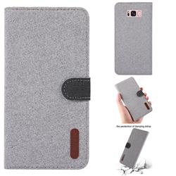 Linen Cloth Pudding Leather Case for Samsung Galaxy S8 Plus S8+ - Light Gray