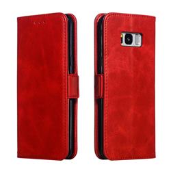 Retro Classic Calf Pattern Leather Wallet Phone Case for Samsung Galaxy S8 Plus S8+ - Red