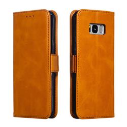 Retro Classic Calf Pattern Leather Wallet Phone Case for Samsung Galaxy S8 Plus S8+ - Yellow