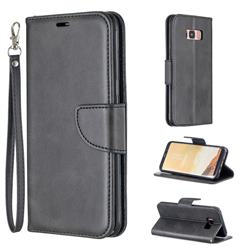 Classic Sheepskin PU Leather Phone Wallet Case for Samsung Galaxy S8 Plus S8+ - Black