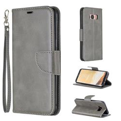 Classic Sheepskin PU Leather Phone Wallet Case for Samsung Galaxy S8 Plus S8+ - Gray