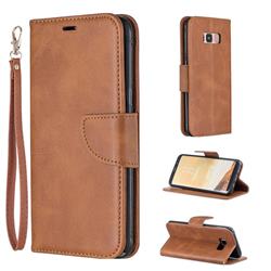 Classic Sheepskin PU Leather Phone Wallet Case for Samsung Galaxy S8 Plus S8+ - Brown