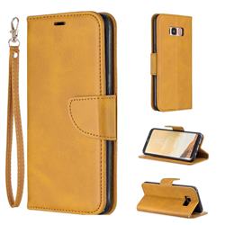 Classic Sheepskin PU Leather Phone Wallet Case for Samsung Galaxy S8 Plus S8+ - Yellow