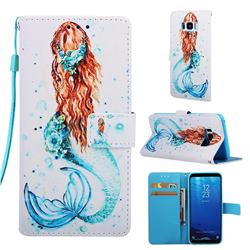 Mermaid Matte Leather Wallet Phone Case for Samsung Galaxy S8 Plus S8+