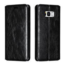 Retro Slim Magnetic Crazy Horse PU Leather Wallet Case for Samsung Galaxy S8 Plus S8+ - Black