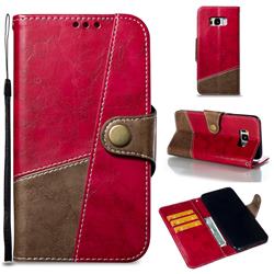 Retro Magnetic Stitching Wallet Flip Cover for Samsung Galaxy S8 Plus S8+ - Rose Red