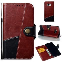 Retro Magnetic Stitching Wallet Flip Cover for Samsung Galaxy S8 Plus S8+ - Dark Red