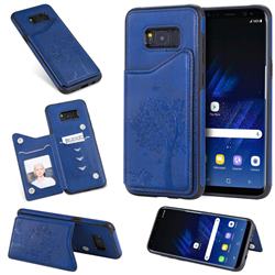 Luxury Tree and Cat Multifunction Magnetic Card Slots Stand Leather Phone Back Cover for Samsung Galaxy S8 Plus S8+ - Blue