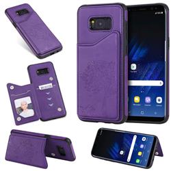 Luxury Tree and Cat Multifunction Magnetic Card Slots Stand Leather Phone Back Cover for Samsung Galaxy S8 Plus S8+ - Purple