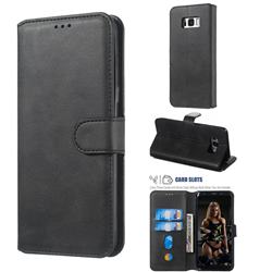 Retro Calf Matte Leather Wallet Phone Case for Samsung Galaxy S8 Plus S8+ - Black