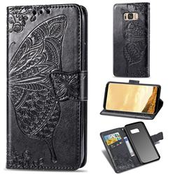 Embossing Mandala Flower Butterfly Leather Wallet Case for Samsung Galaxy S8 Plus S8+ - Black