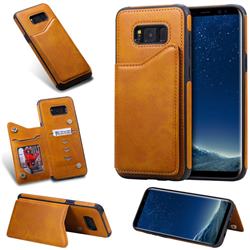 Luxury Multifunction Magnetic Card Slots Stand Calf Leather Phone Back Cover for Samsung Galaxy S8 Plus S8+ - Brown
