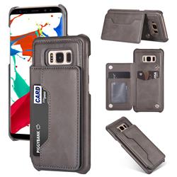 Luxury Magnetic Double Buckle Leather Phone Case for Samsung Galaxy S8 Plus S8+ - Gray