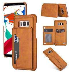 Luxury Magnetic Double Buckle Leather Phone Case for Samsung Galaxy S8 Plus S8+ - Brown
