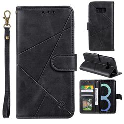 Embossing Geometric Leather Wallet Case for Samsung Galaxy S8 Plus S8+ - Black
