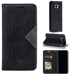 Retro S Streak Magnetic Leather Wallet Phone Case for Samsung Galaxy S8 Plus S8+ - Black