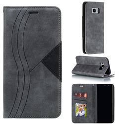 Retro S Streak Magnetic Leather Wallet Phone Case for Samsung Galaxy S8 Plus S8+ - Gray