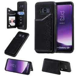 Yikatu Luxury Cute Cats Multifunction Magnetic Card Slots Stand Leather Back Cover for Samsung Galaxy S8 Plus S8+ - Black