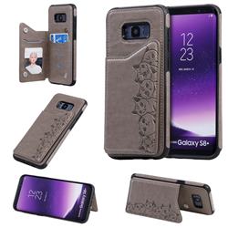 Yikatu Luxury Cute Cats Multifunction Magnetic Card Slots Stand Leather Back Cover for Samsung Galaxy S8 Plus S8+ - Gray