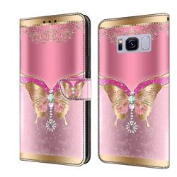 Pink Diamond Butterfly Crystal PU Leather Protective Wallet Case Cover for Samsung Galaxy S8 Plus S8+