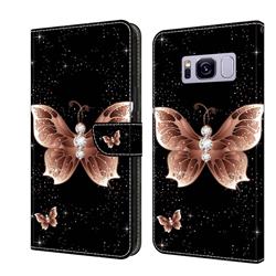 Black Diamond Butterfly Crystal PU Leather Protective Wallet Case Cover for Samsung Galaxy S8 Plus S8+