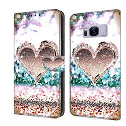 Pink Diamond Heart Crystal PU Leather Protective Wallet Case Cover for Samsung Galaxy S8 Plus S8+