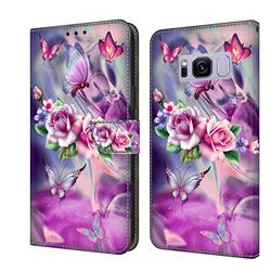 Flower Butterflies Crystal PU Leather Protective Wallet Case Cover for Samsung Galaxy S8 Plus S8+