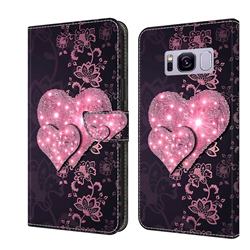Lace Heart Crystal PU Leather Protective Wallet Case Cover for Samsung Galaxy S8 Plus S8+