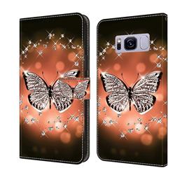 Crystal Butterfly Crystal PU Leather Protective Wallet Case Cover for Samsung Galaxy S8 Plus S8+