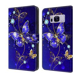Blue Diamond Butterfly Crystal PU Leather Protective Wallet Case Cover for Samsung Galaxy S8 Plus S8+