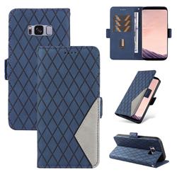 Grid Pattern Splicing Protective Wallet Case Cover for Samsung Galaxy S8 Plus S8+ - Blue