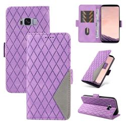 Grid Pattern Splicing Protective Wallet Case Cover for Samsung Galaxy S8 Plus S8+ - Purple