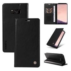 YIKATU Litchi Card Magnetic Automatic Suction Leather Flip Cover for Samsung Galaxy S8 Plus S8+ - Black