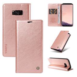 YIKATU Litchi Card Magnetic Automatic Suction Leather Flip Cover for Samsung Galaxy S8 Plus S8+ - Rose Gold