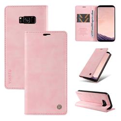 YIKATU Litchi Card Magnetic Automatic Suction Leather Flip Cover for Samsung Galaxy S8 Plus S8+ - Pink