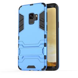 Armor Premium Tactical Grip Kickstand Shockproof Dual Layer Rugged Hard Cover for Samsung Galaxy S9 - Light Blue