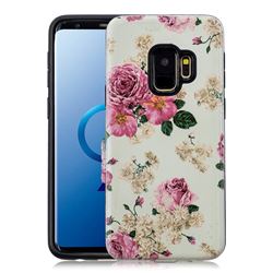 Rose Flower Pattern 2 in 1 PC + TPU Glossy Embossed Back Cover for Samsung Galaxy S9