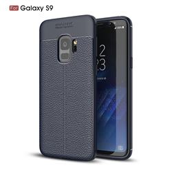 Luxury Auto Focus Litchi Texture Silicone TPU Back Cover for Samsung Galaxy S9 - Dark Blue