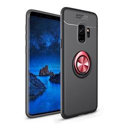 Auto Focus Invisible Ring Holder Soft Phone Case for Samsung Galaxy S9 - Black Red