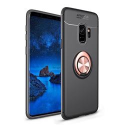 Auto Focus Invisible Ring Holder Soft Phone Case for Samsung Galaxy S9 - Black Gold