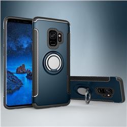 Armor Anti Drop Carbon PC + Silicon Invisible Ring Holder Phone Case for Samsung Galaxy S9 - Navy