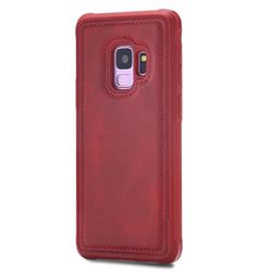 Luxury Shatter-resistant Leather Coated Phone Back Cover for Samsung Galaxy S9 - Red